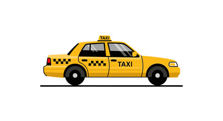 Fototapeta premium Yellow taxi cab side view vector illustration