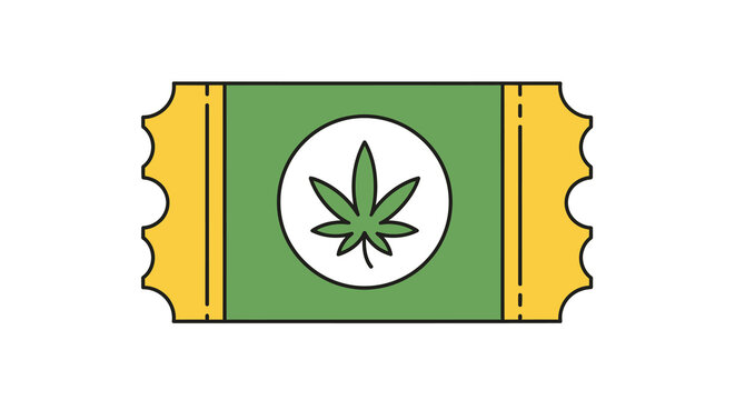 Marijuana Ticket Icon with Cannabis Leaf Illustration