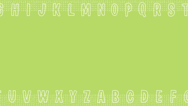 Alphabet border with hand drawn letters loop - green
