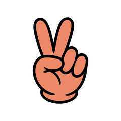 Obraz premium A cartoon hand making a peace sign on a white background