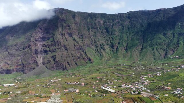 Aerial View Cows Grazing El Hierro Highlands Springtime Cheese Production Canary Islands