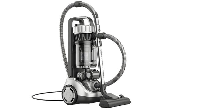 A sleek and modern vacuum cleaner on a black background