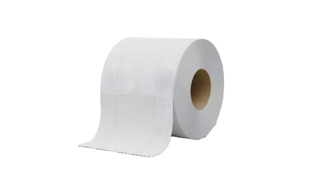 A roll of white toilet paper on a black background