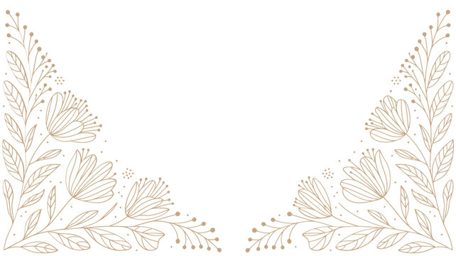 Delicate floral frame with botanical elements and a minimalist style