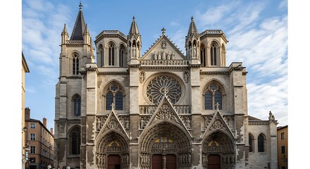Obraz premium Majestic Architectural Marvel - A Stunning Cathedral in Lyon.