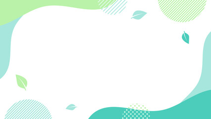 Naklejka premium 葉っぱの舞う ポップな初夏のフレーム 16:9 