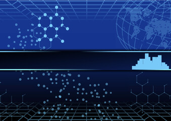 Fototapeta premium Digital background with abstract science and technology elements in blue