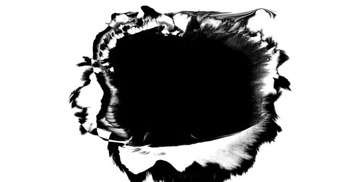 Swirling smoke or ink fluid transition effect. Steam, dust explosion. Black on white background
