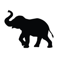 Obraz premium Dynamic black elephant icon design, capturing the essence of strength and movement in a simple silhouette