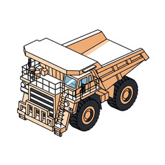 Isometric Illustration of a Heavy-Duty Mining Dump Truck. © Budd