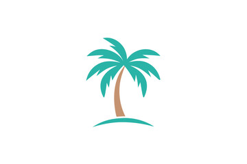 Fototapeta premium Stylized vector graphic illustration featuring a vibrant tropical palm tree with green fronds, perfect for a sunny vacation design