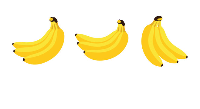 Bunches of ripe yellow bananas are displayed in clean rows on a white background suitable for grocery and healthy eating dietary concepts.