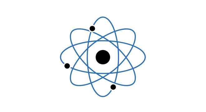 Atomic structure illustration of an atom with electrons and nucleus in a simplistic style design