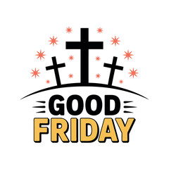 Fototapeta premium A Good Friday logo with three crosses and red stars