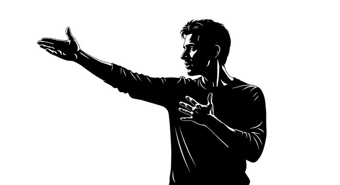 Vector silhouette of a man gesturing