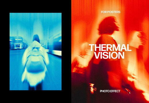 Thermal Vision Poster Photo Effect Mockup