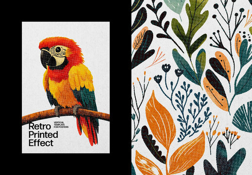 Retro Risoprint Poster Effect Mockup