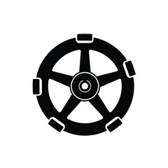 Obraz premium Black and white silhouette of a ship's steering wheel