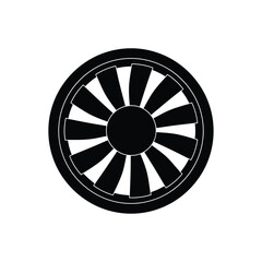 Fototapeta premium Black and white jet engine turbine fan silhouette