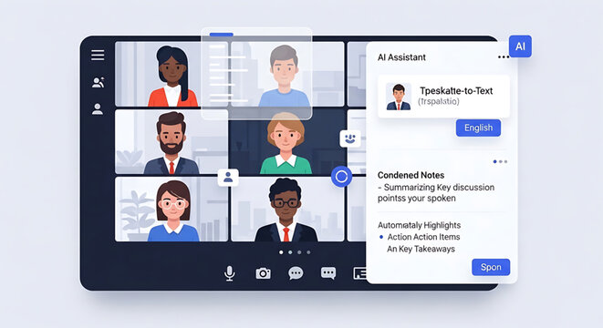 AI-powered virtual meeting assistant enhancing productivity and efficient collaboration with real-time transcription and intelligent summary notes for business communication