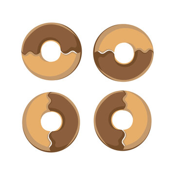 Collection of sweet donuts with chocolate glaze