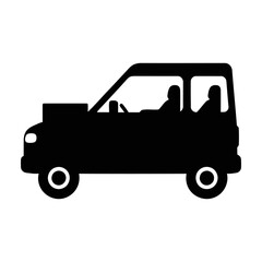 Naklejka premium Minimalist car silhouette with open hood representing engine trouble and automotive maintenance for service icons