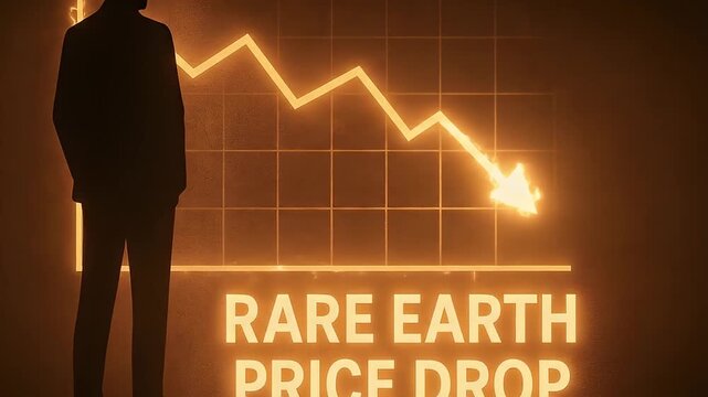 Rare earth price drop market decline graph chart finance investment economy crash economic crisis financial chart downward arrow stock decline risk concept with glowing orange chart