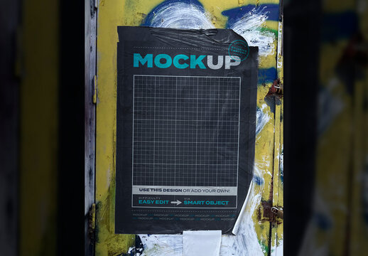 Vertical Poster Paste to Painted Street Surface Mockup