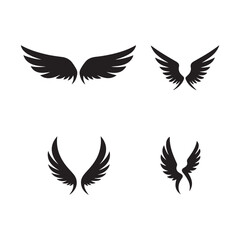Fototapeta premium Wing Silhouette Set – Angel Bird Wings Spread Flying Vector Illustration