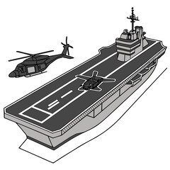 Gray Aircraft Carrier with Plane and Helicopter airplane ©  AMINA 1122