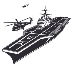 Aircraft Carrier with Helicopters ship military navy ©  AMINA 1122