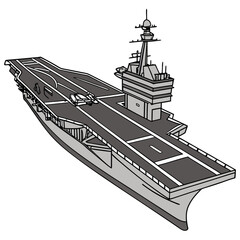 Gray aircraft carrier with a fighter jet naval vessel ©  AMINA 1122