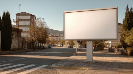 Obraz premium Blank Billboard Mockup on City Street: Outdoor Advertising Space for Marketing Campaigns and Design