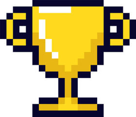 Golden pixel art trophy representing victory and achievement © Tartila
