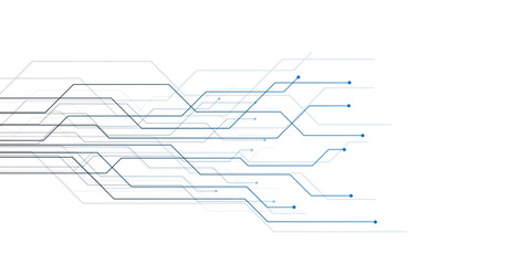 Obraz premium White and blue abstract geometric dots and lines connection circuit concept.
