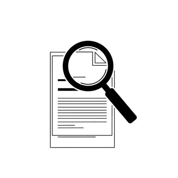Black Silhouette of a Magnifying Glass Examining a Document for Forgery Detection and Legal Scrutiny