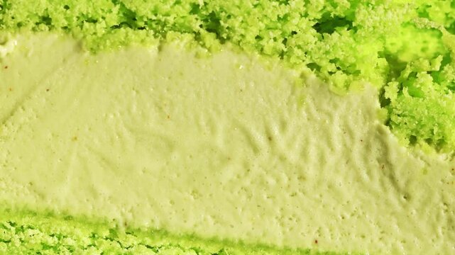 Pistachio macaron ice cream sandwich, sweet dessert texture