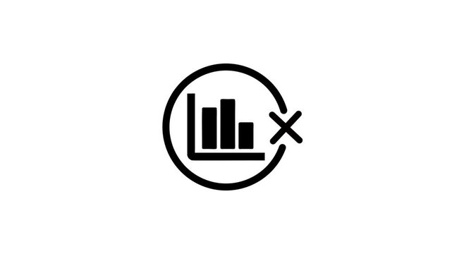 Animated graph icon with a circle and cross symbol indicating no data or error