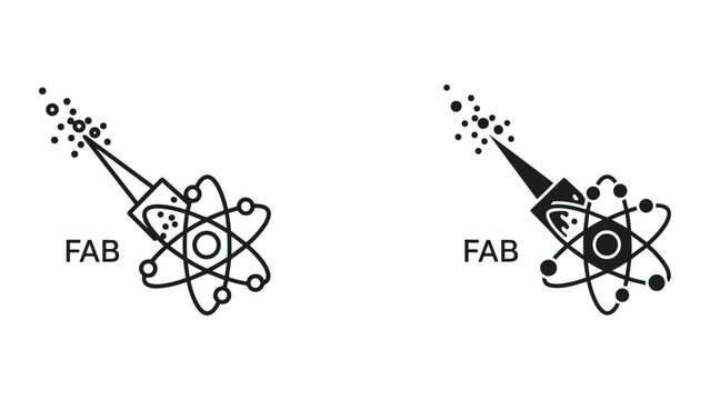 Syringe Injecting Atoms with 'FAB' Text - Science, Chemistry, Medicine, and Innovation Concepts
