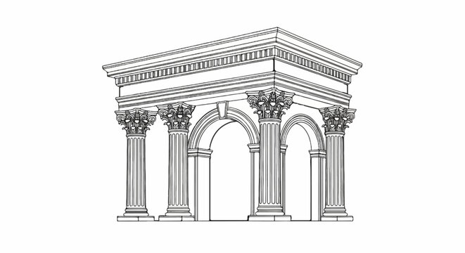 Ornate classical temple structure with Corinthian columns and arches