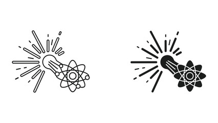 Light Bulb with Atom Icon and Rays - Science, Innovation, Discovery, Energy, Ideas © SHAHRIYAR RASEL