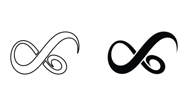 Elegant Infinity Symbol Design, Black and White, Swirls and Curls, Endless Loop Icon