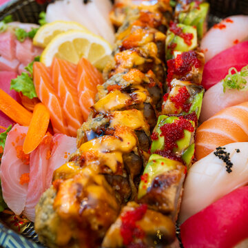 sushi and rolls