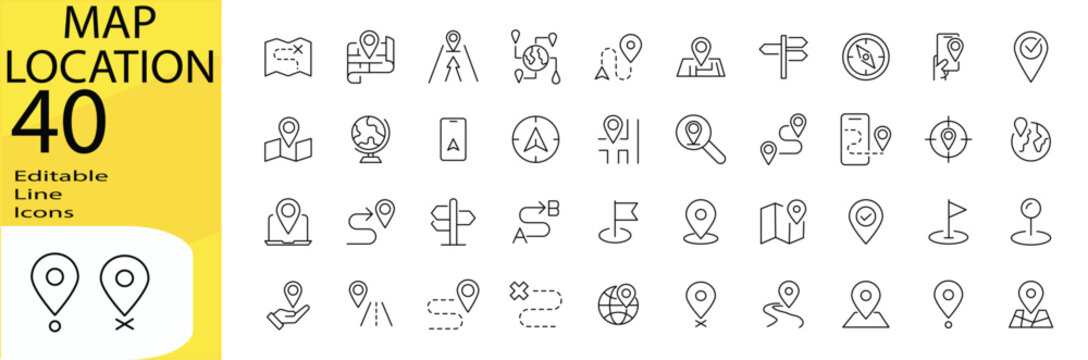  icon set. Editable stroke.	