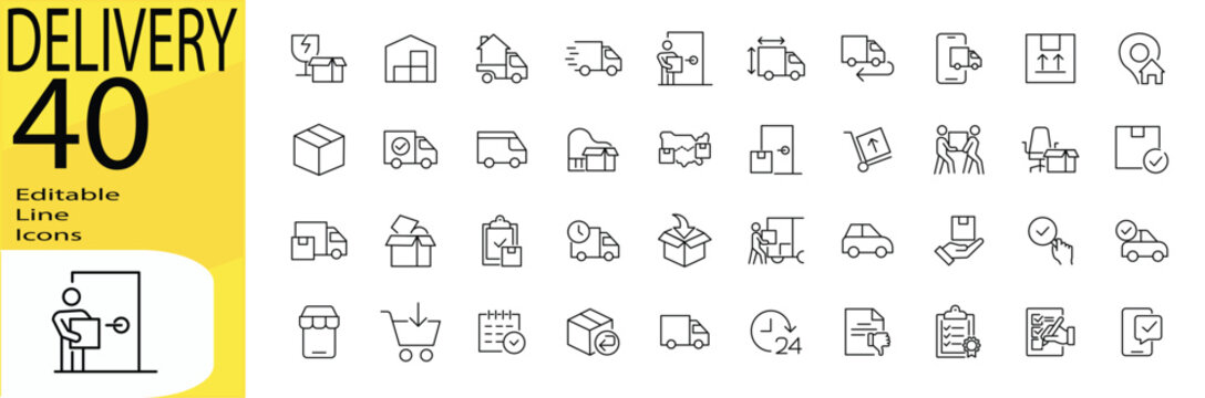 icon set. Editable stroke.	