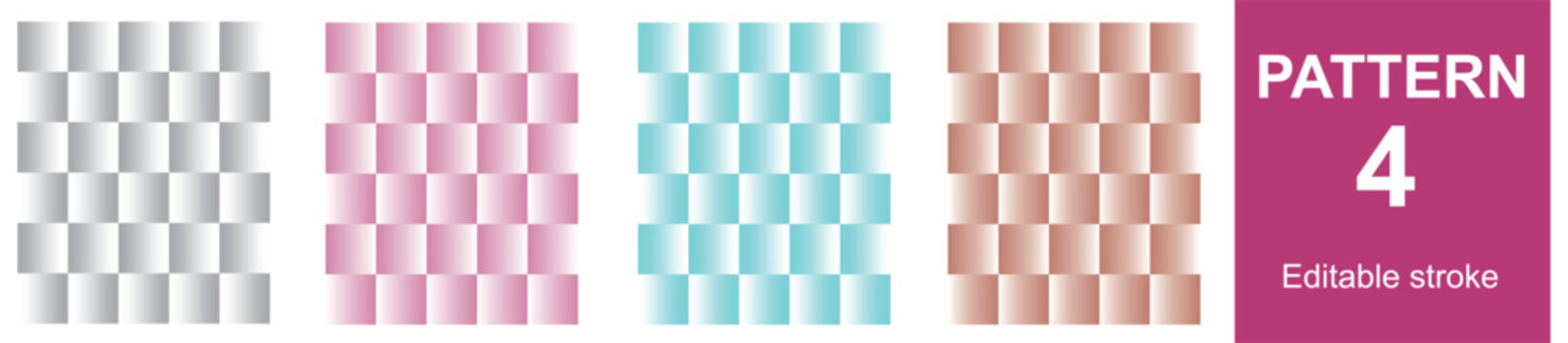 Vichy Gingham Texture Set in Silver, Pink, Blue and Brown Gradients &ndash; Seamless Check Pattern Collection