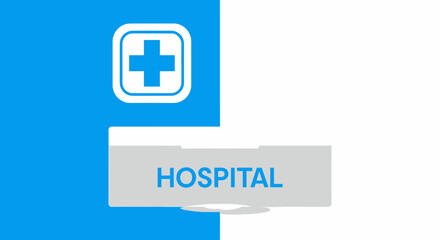 Fototapeta premium Medical symbol and hospital folder on blue and white background