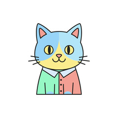 Obraz premium Cute Cartoon Cat Face with Colorful Body and Collar