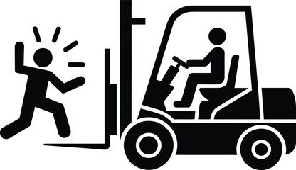 Pedestrian caution near a moving forklift in a warehouse setting © Tusher