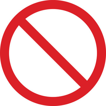 A red circle with a diagonal line through it indicating prohibition or rejection